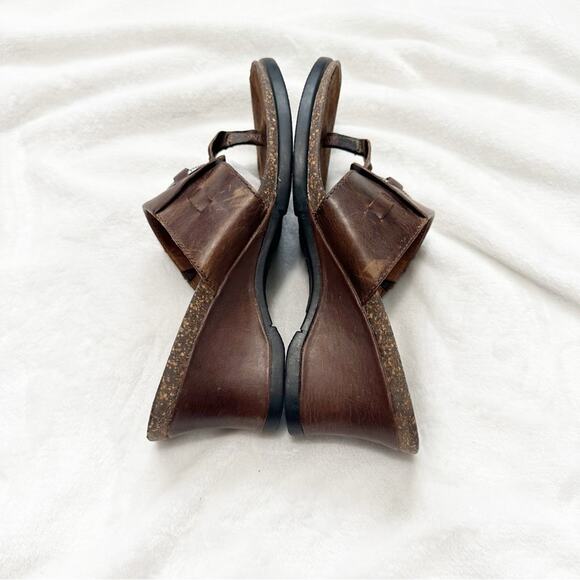 Ariat Brown Leather Sandals t strap with Silver Accent size 9 wedge cowgirl - Picture 6 of 14